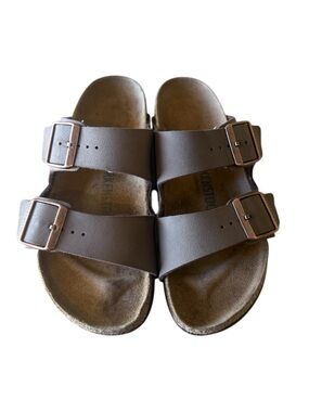 Birkenstock Arizona Brown Leather Sandals Size 37 Adjustable Buckles